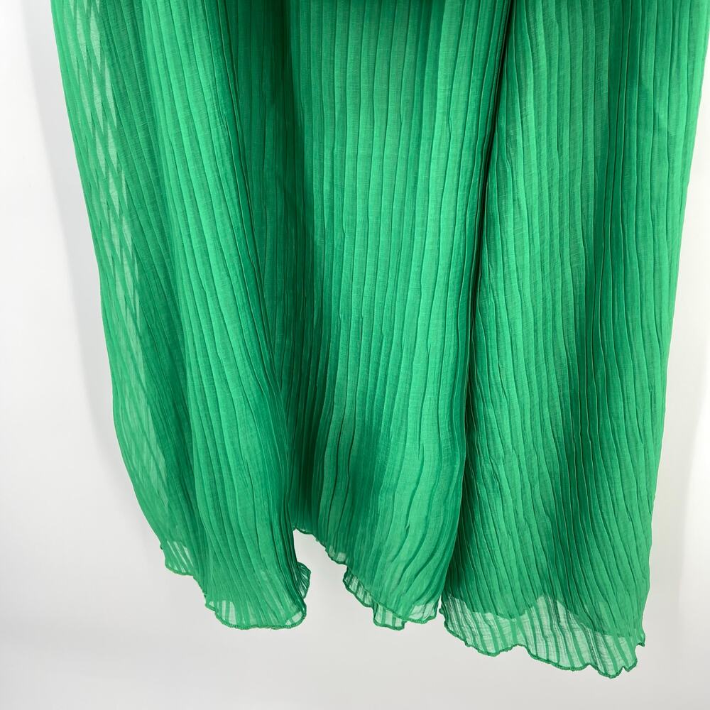 Line & Dot | NWT Cari Halter Maxi Dress in Kelly Green Tiered Pleated Halter XS - Picture 7 of 14